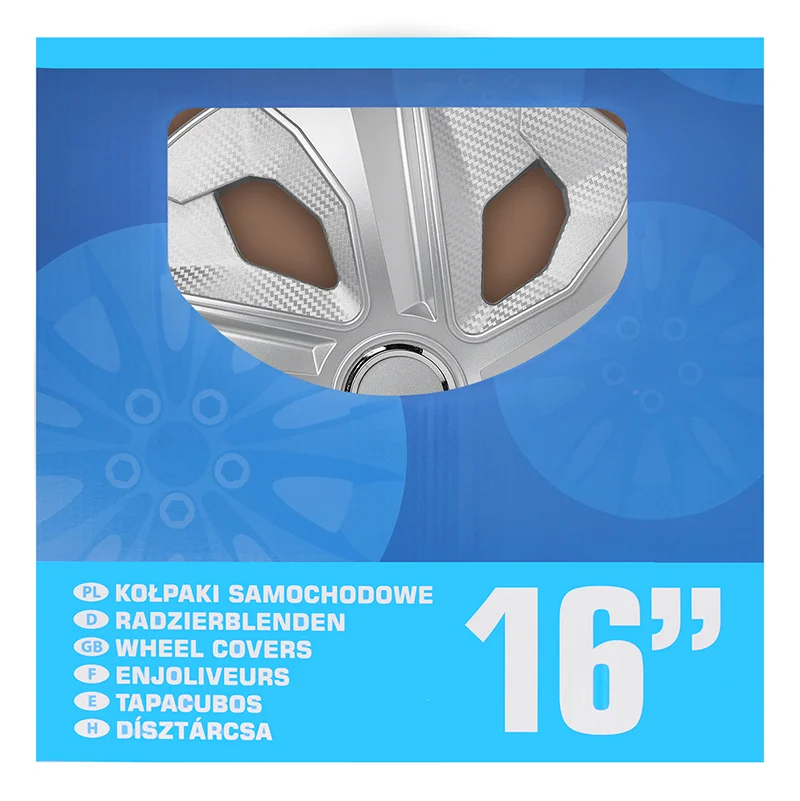 Zestaw kołpaków Moon Ring carbon silver 16 cale 4 sztuki w pudełku ekspozycyjnym